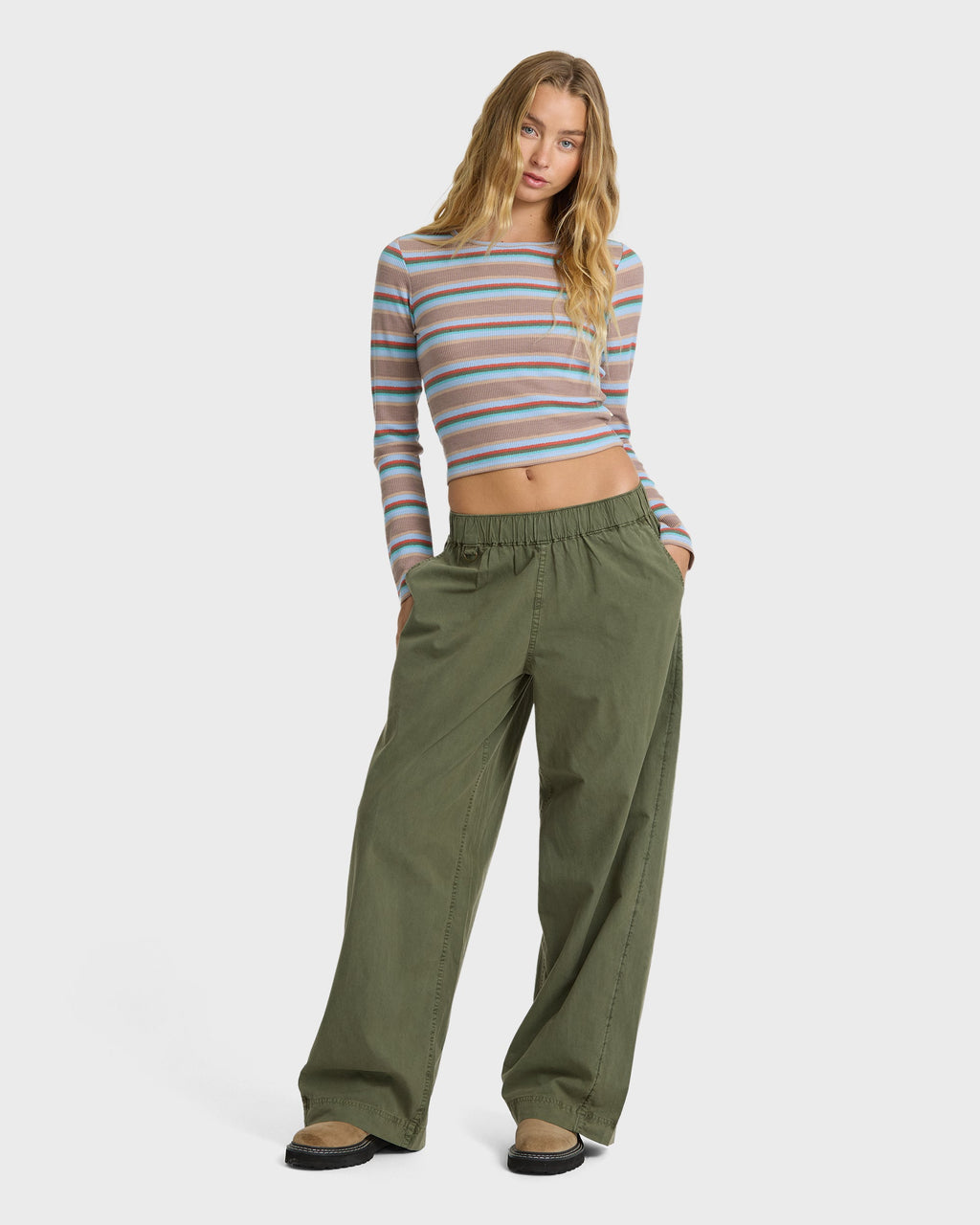 Billabong Women's On The Trail Woven Pants - Canteen, front