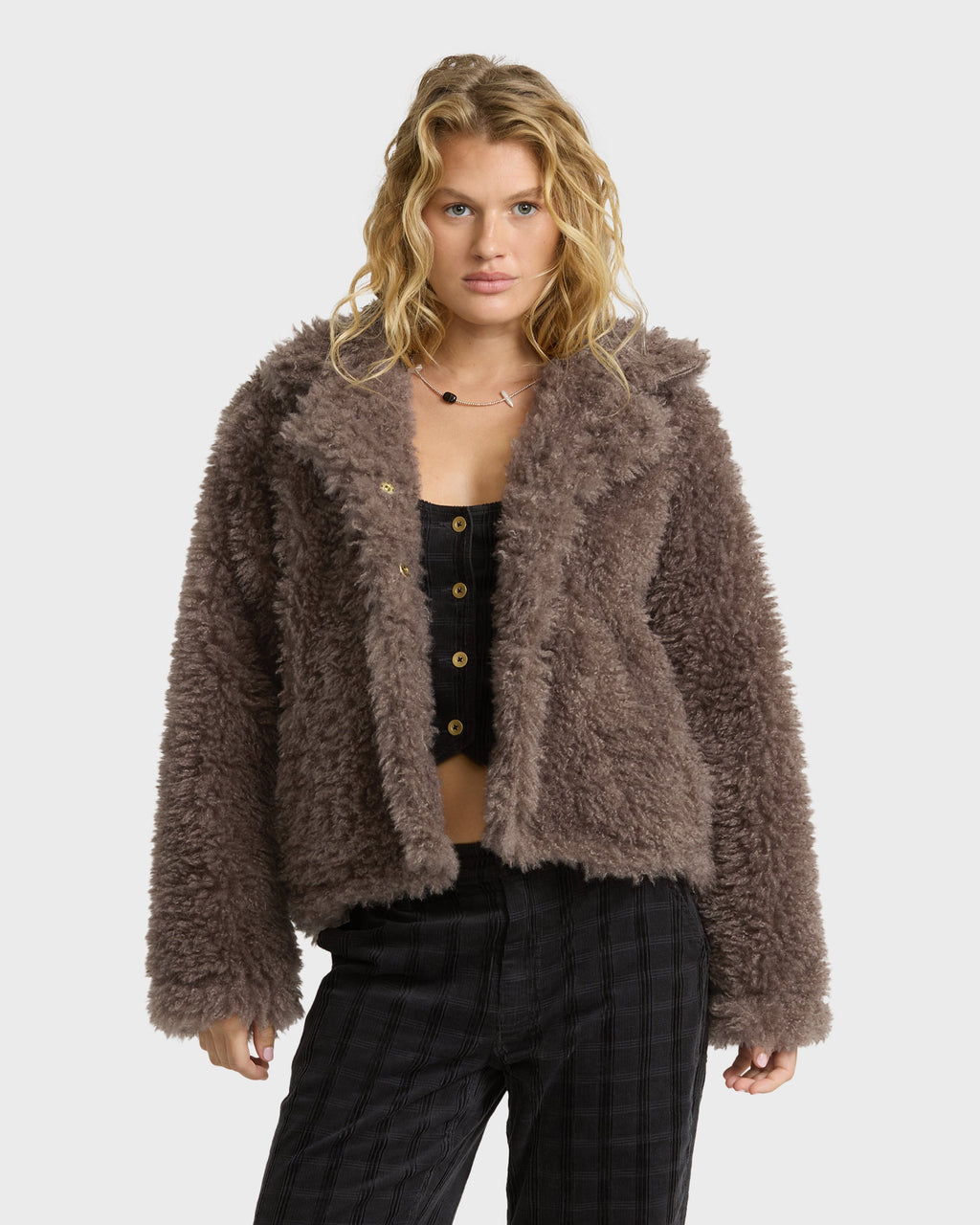 Billabong Women's Holidazed Fluffy Jacket - Incense, front