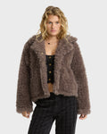 Billabong Women's Holidazed Fluffy Jacket - Incense, front
