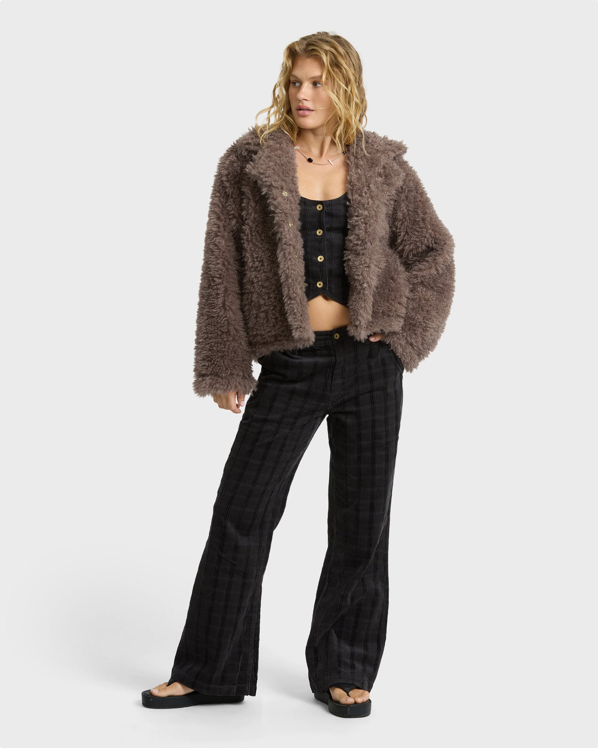 Billabong Women's Holidazed Fluffy Jacket - Incense, full body