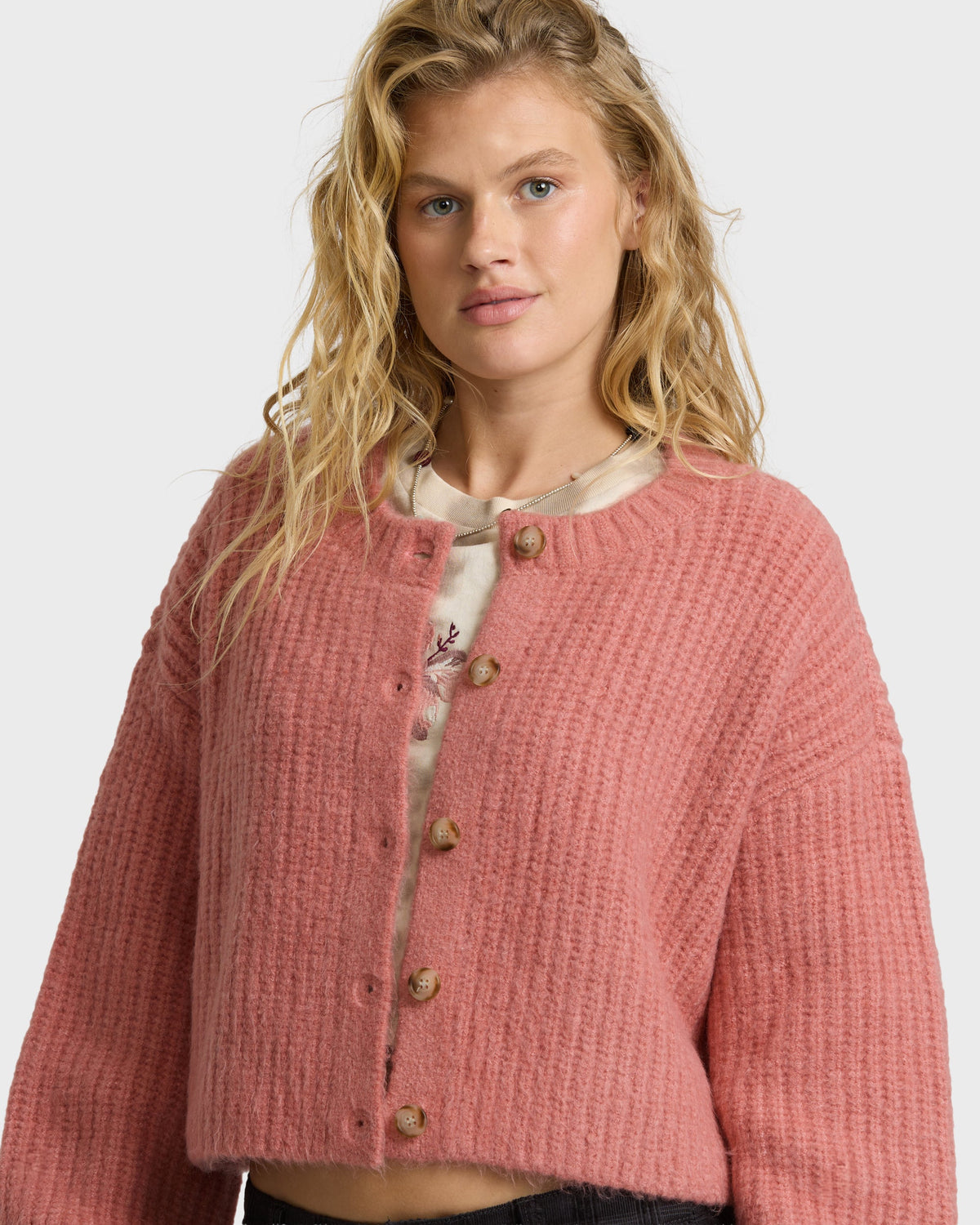 Billabong Women's Holidazed Sunset Cardigan - Vintage Pink, detail