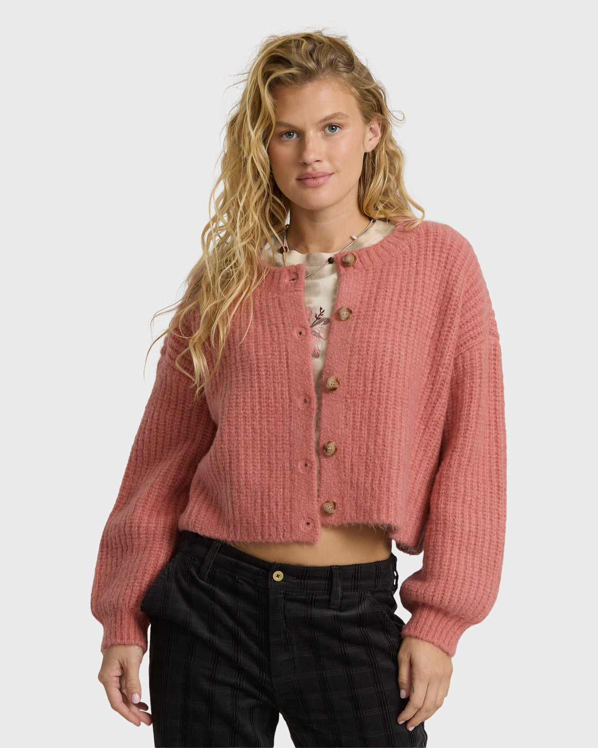 Billabong Women's Holidazed Sunset Cardigan - Vintage Pink, front
