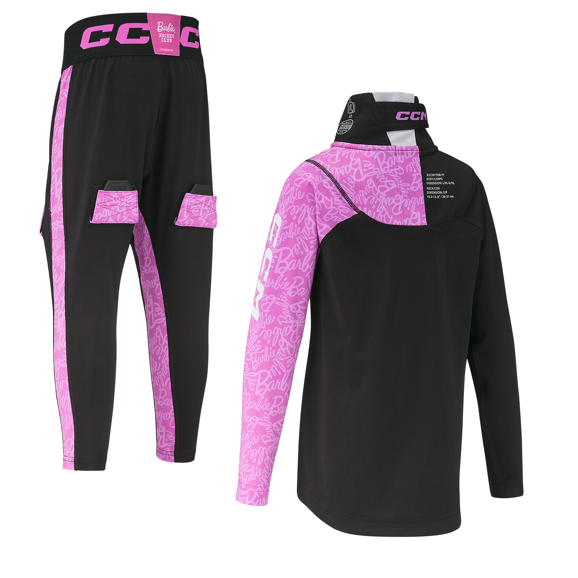 CCM Youth Barbie Base Layer Kit - Pink, back view