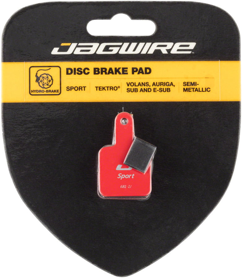 Jagwire Mountain Sport Semi-Metallic Disc Brake Pads - Tektro Volans, Auriga - Red, retail package