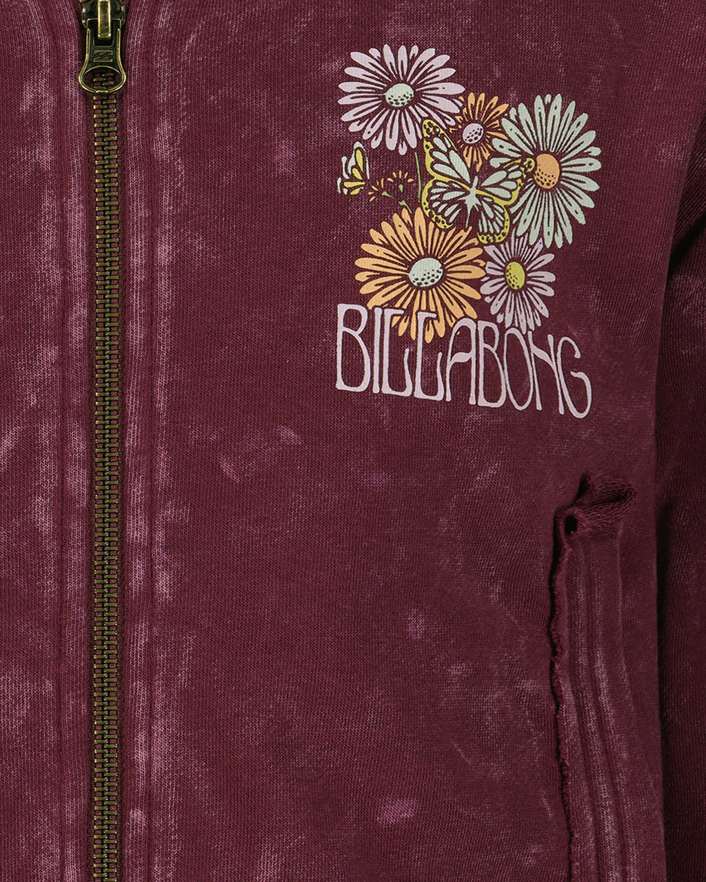 Billabong Girls' Wildflower Zip Sweatshirt - Crushed Violets - detail