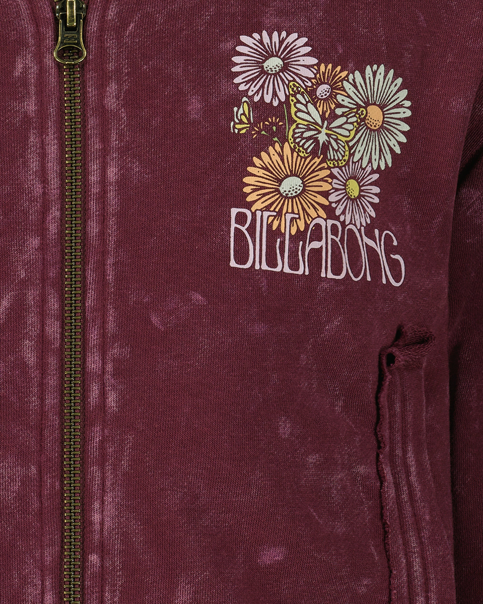 Billabong Girls' Wildflower Zip Sweatshirt - Crushed Violets - detail