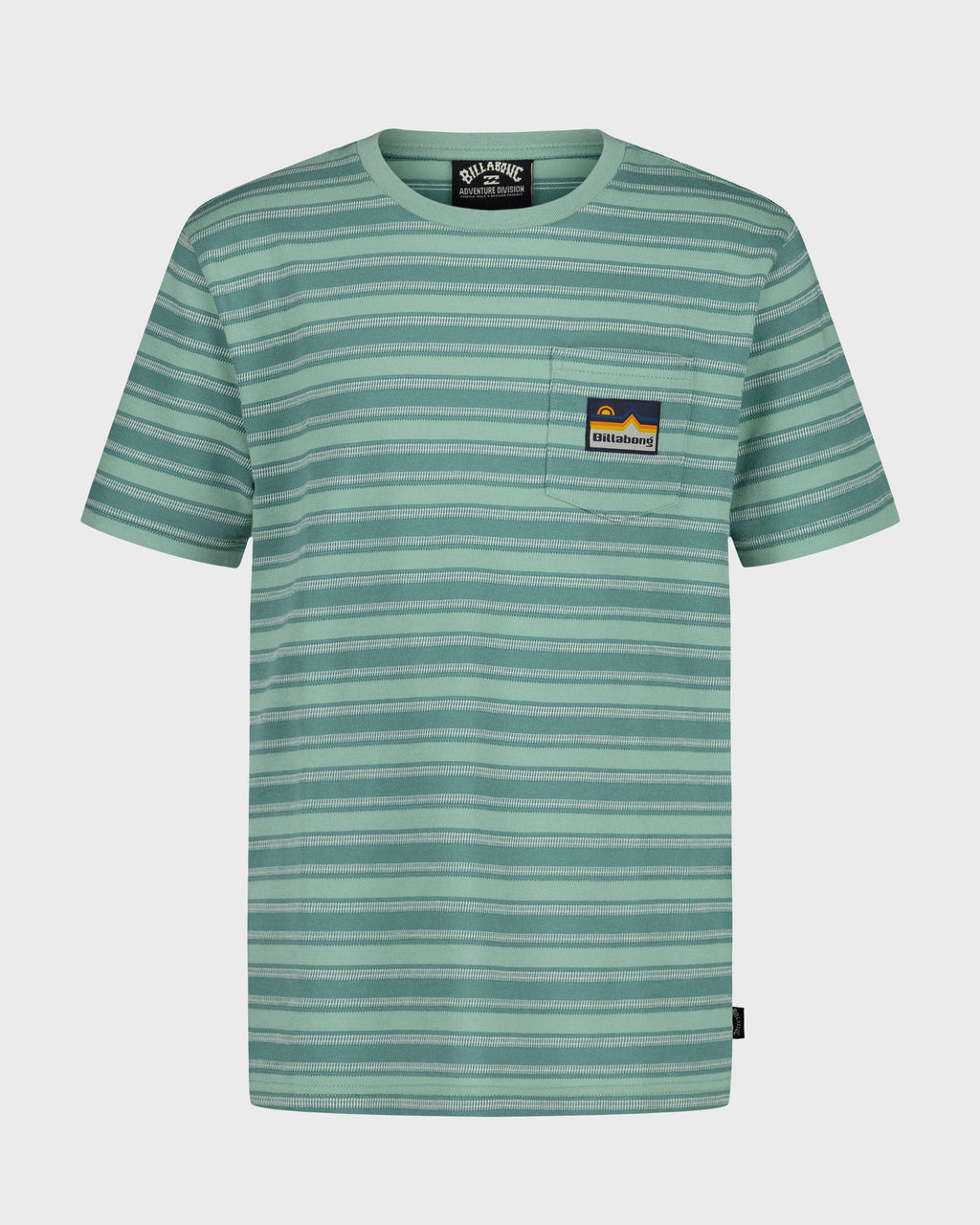 Billabong Boys' Miles Stripe Pocket Short Sleeve Tee, Green Ash, front
