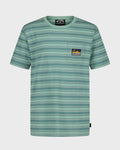 Billabong Boys' Miles Stripe Pocket Short Sleeve Tee, Green Ash, front
