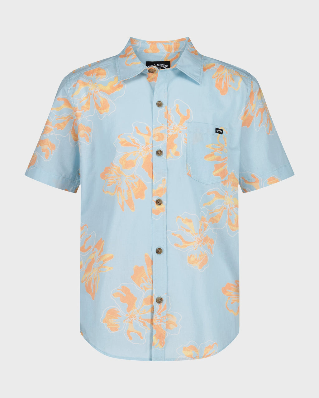 Billabong Boys' Sundays Short Sleeve Shirt, Mist Blue, front