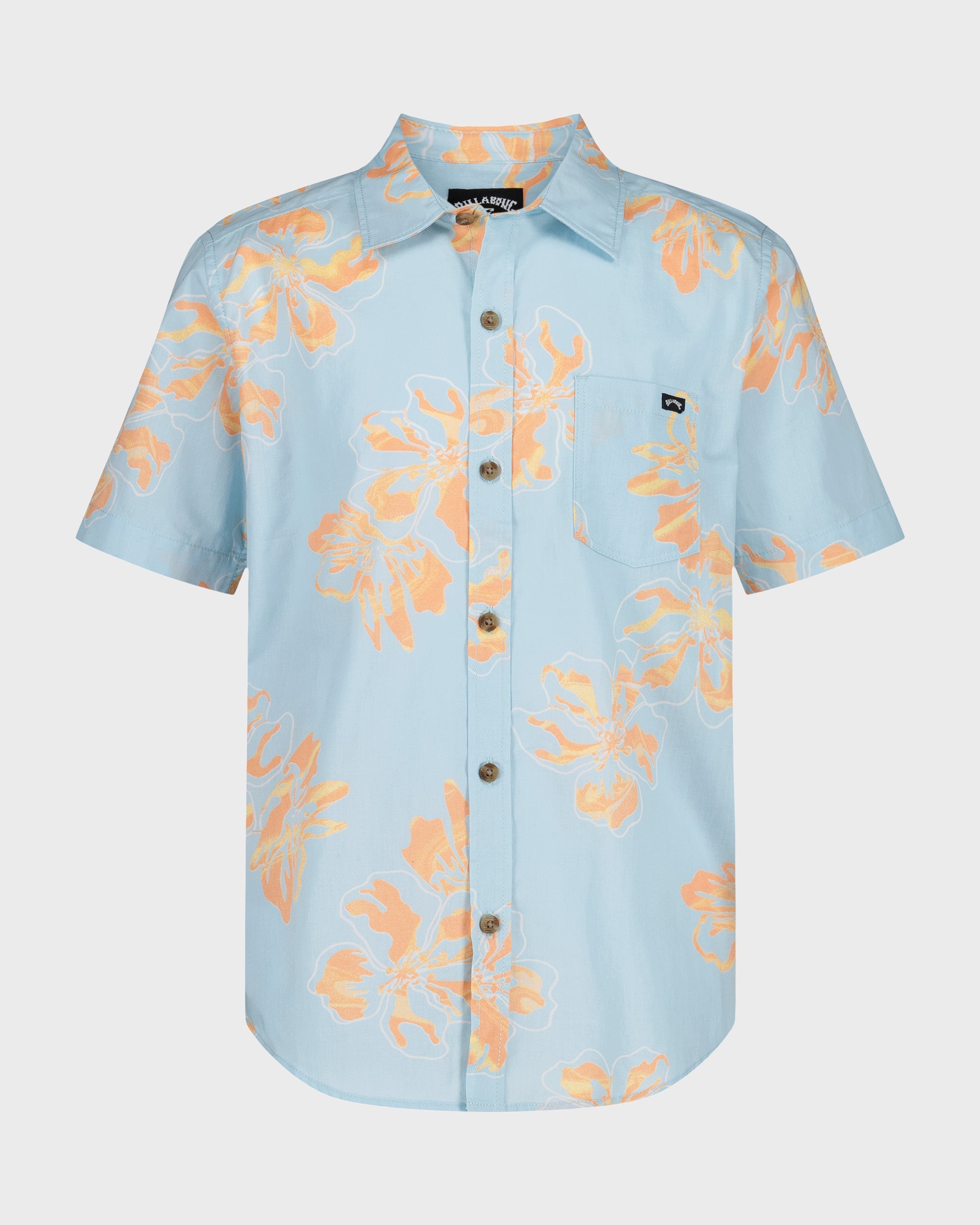 Billabong Boys' Sundays Short Sleeve Shirt, Mist Blue, front