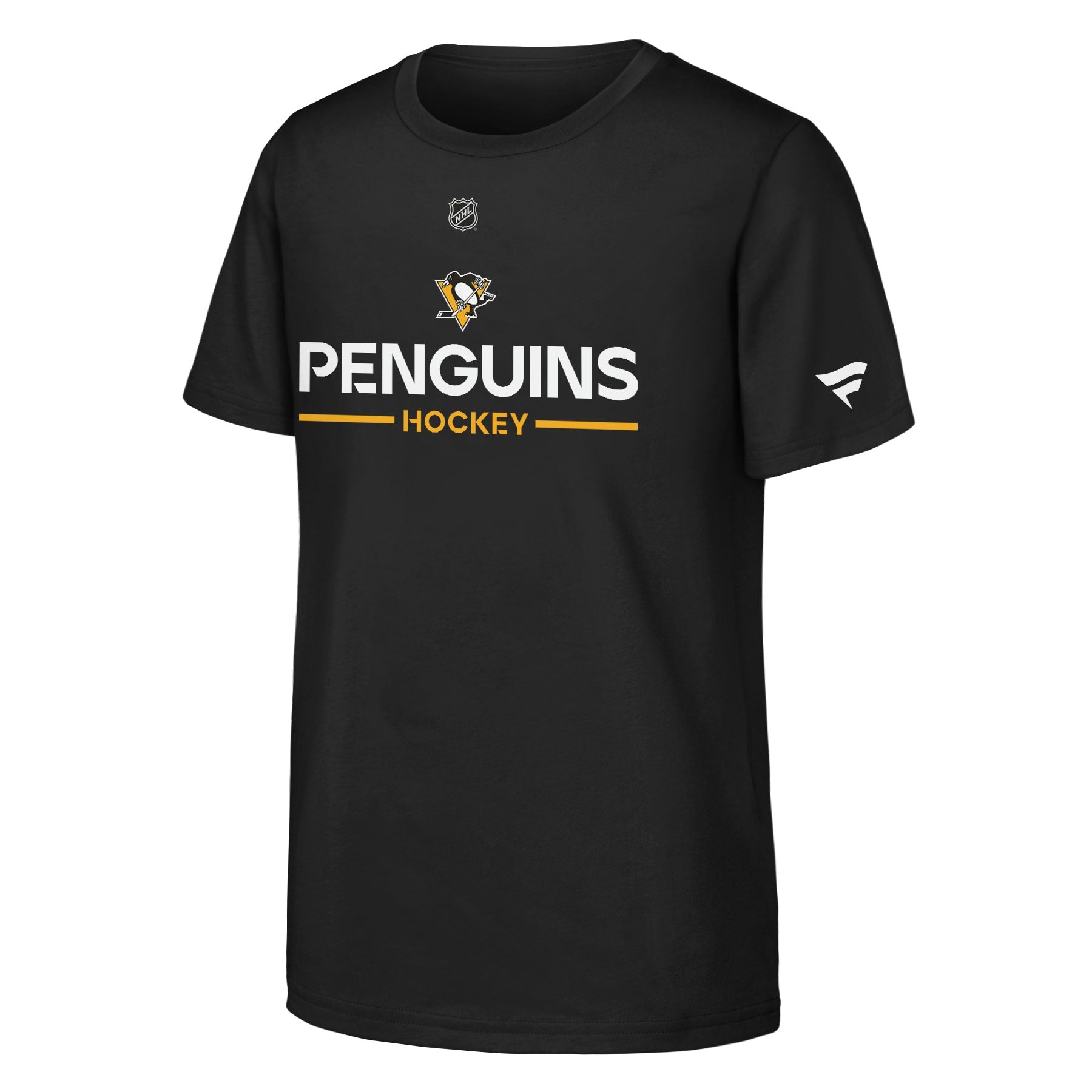 Youth Pittsburgh Penguins Fanatics Black Authentic Pro Wordmark T-Shirt - front
