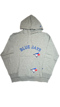 New Era Toronto Blue Jays wordmark and logo grey pullover hoodie front