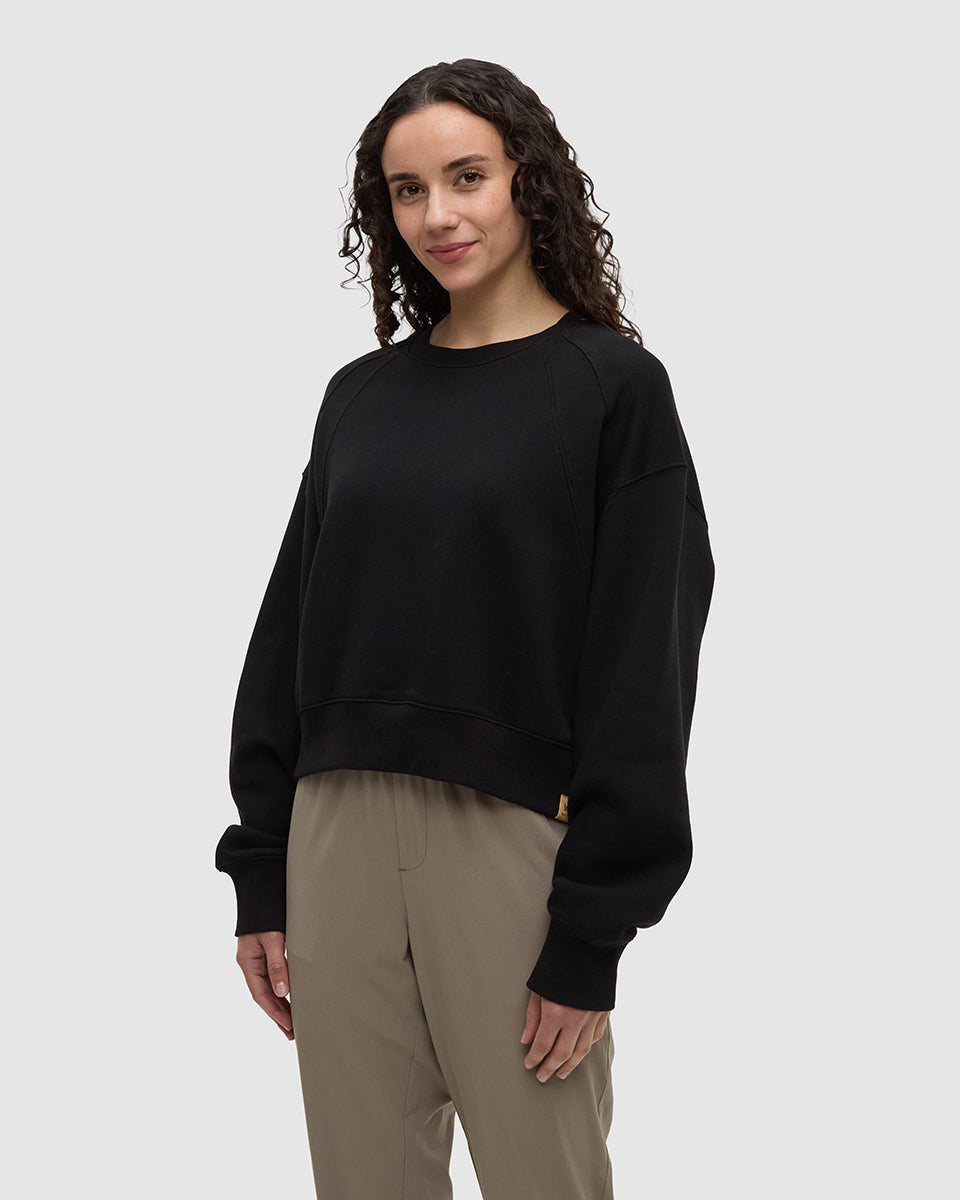 Tentree Bluffs Cropped Crew Meteorite Black - side