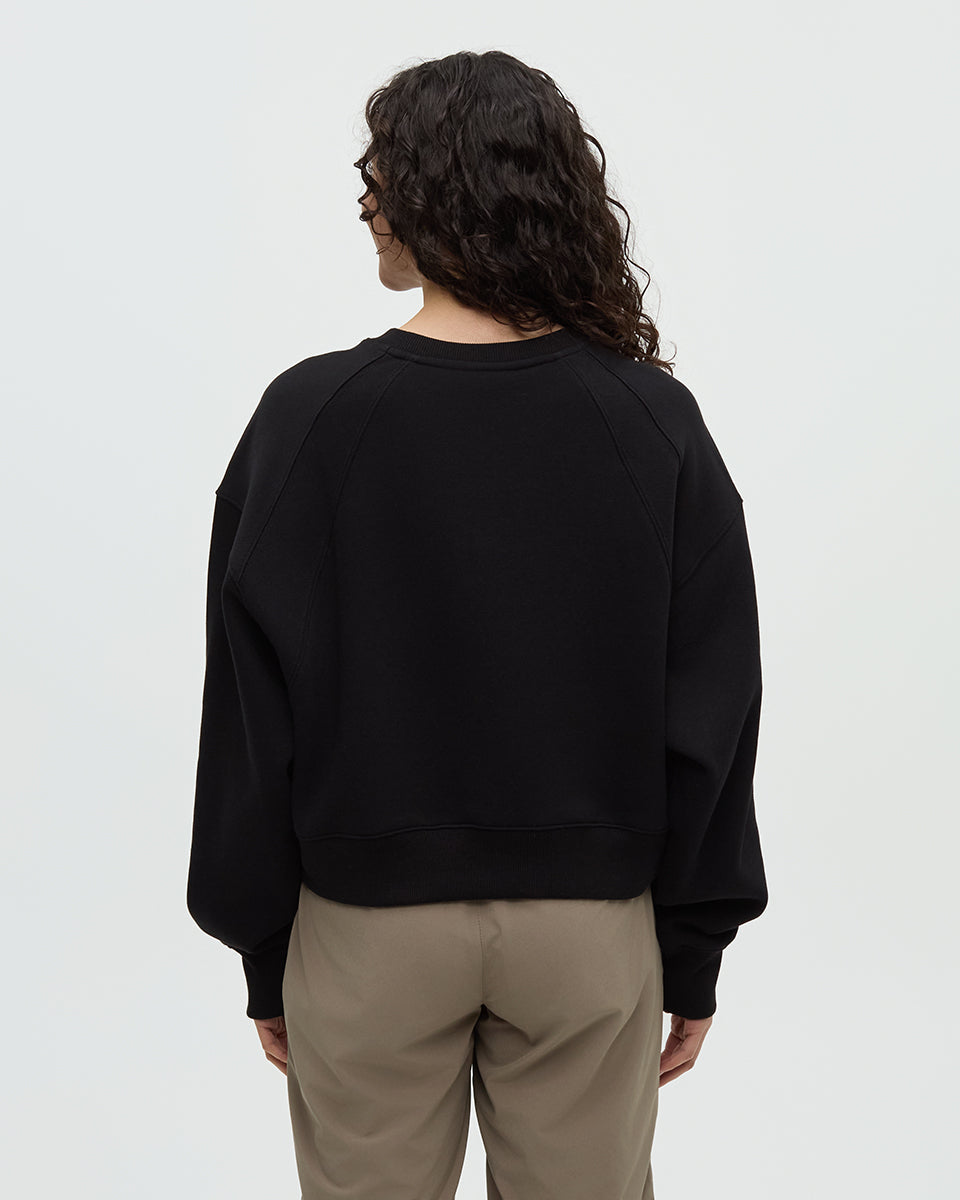 Tentree Bluffs Cropped Crew Meteorite Black - front