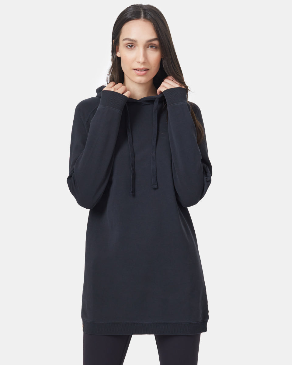 Tentree Oversized French Terry Hoodie Dress Meteorite Black - front