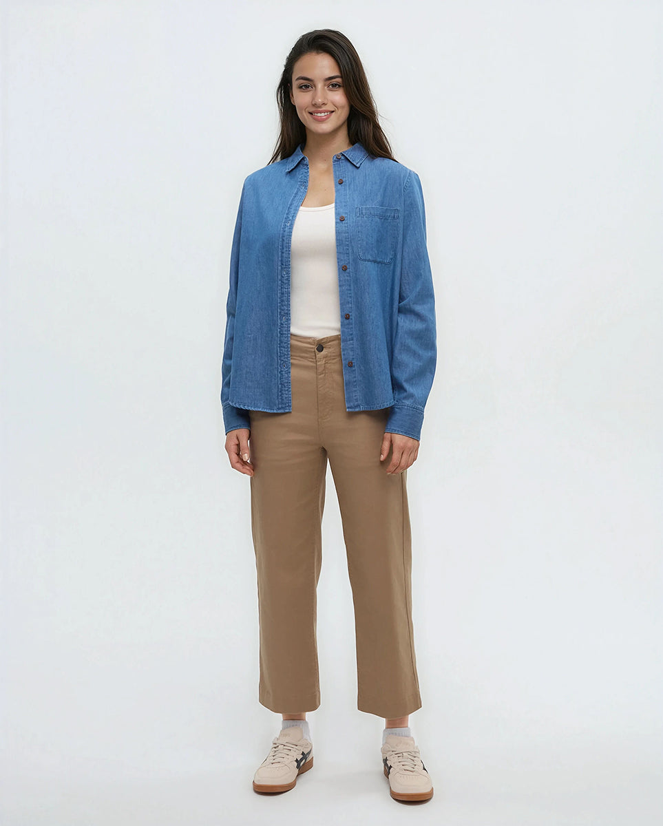 Tentree Women's Denim Sloan Shirt - MID WASH