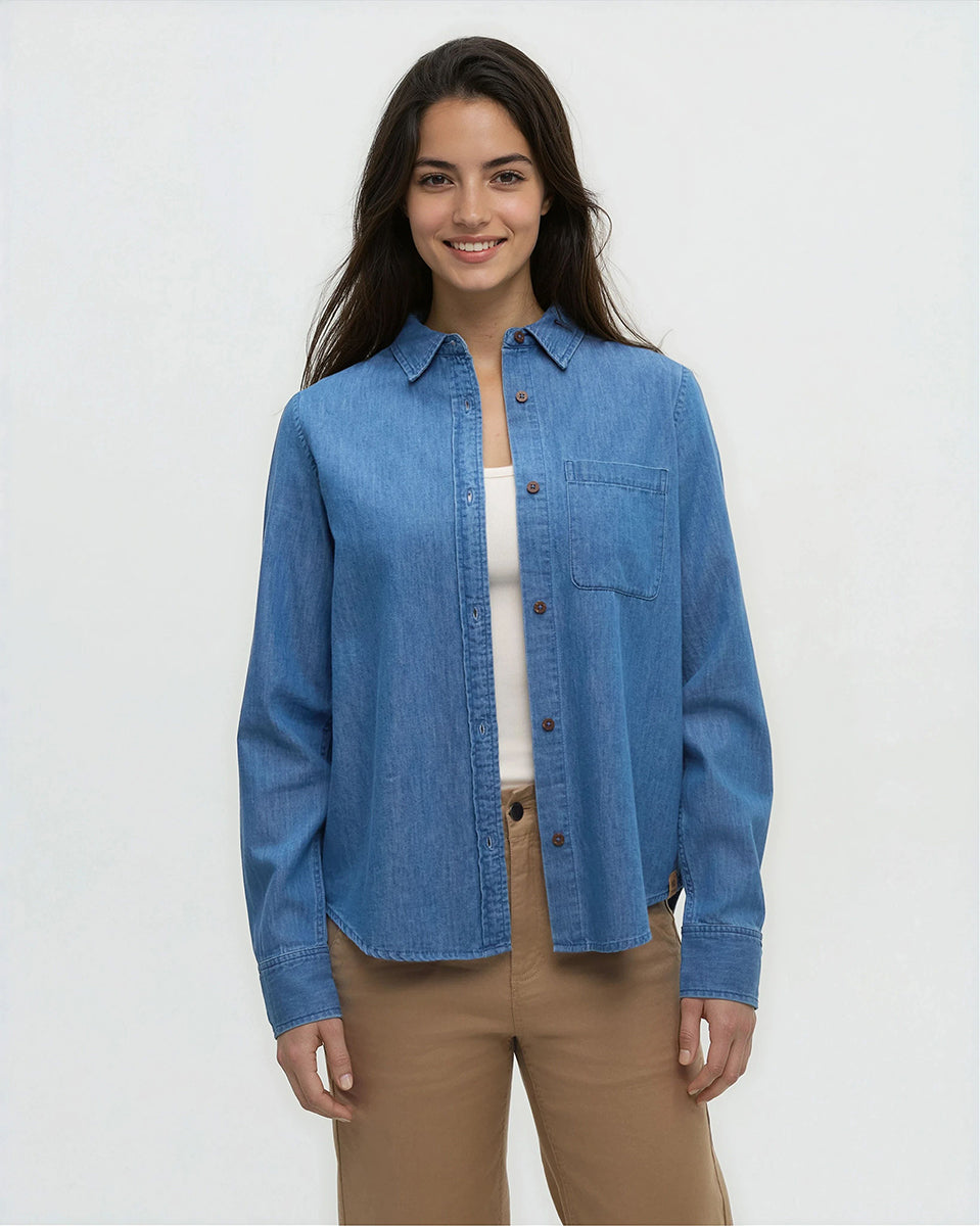 Tentree Women's Denim Sloan Shirt - MID WASH