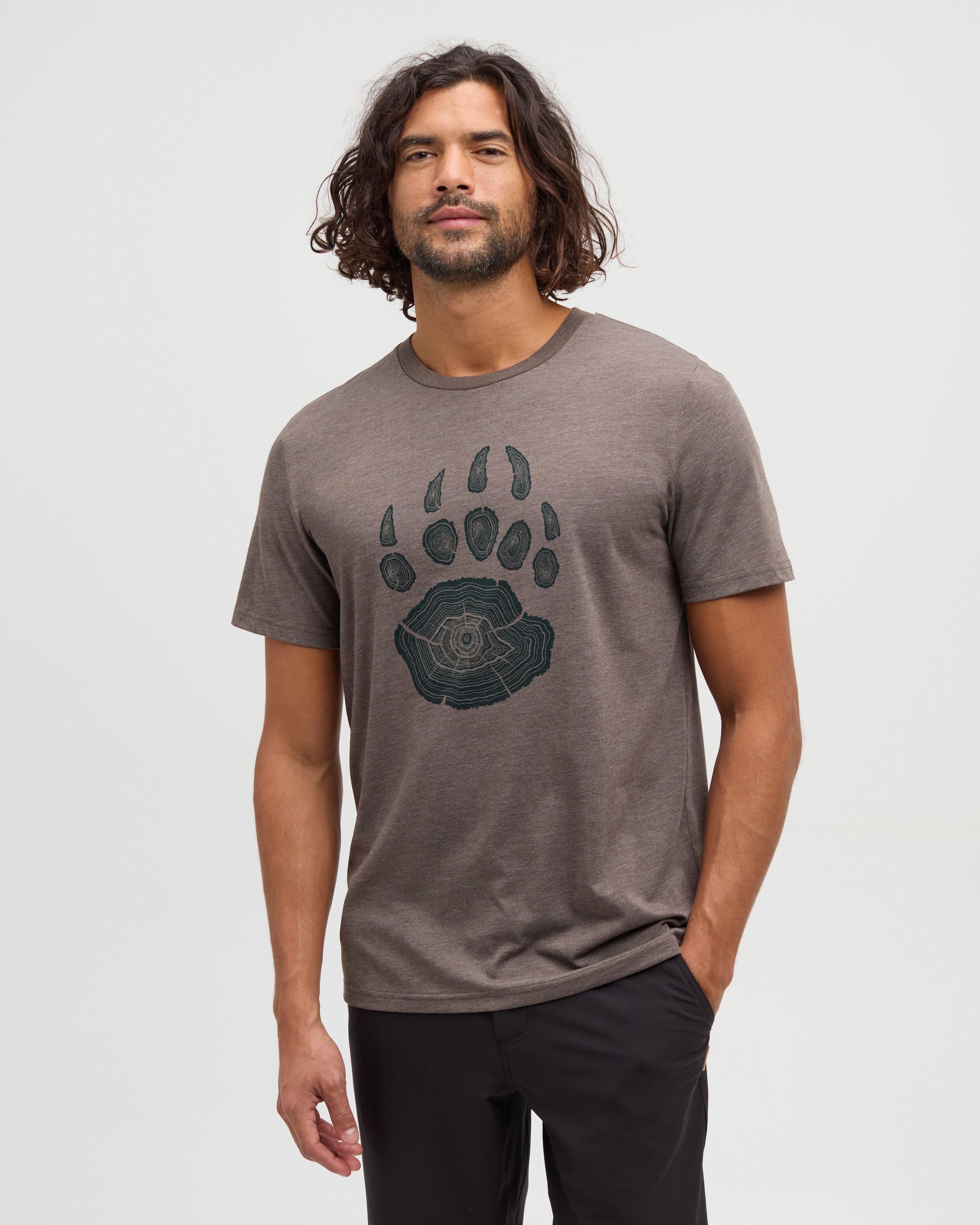 Tentree Bear Claw T-Shirt - ASHWOOD HEATHER DARK FOREST GREEN