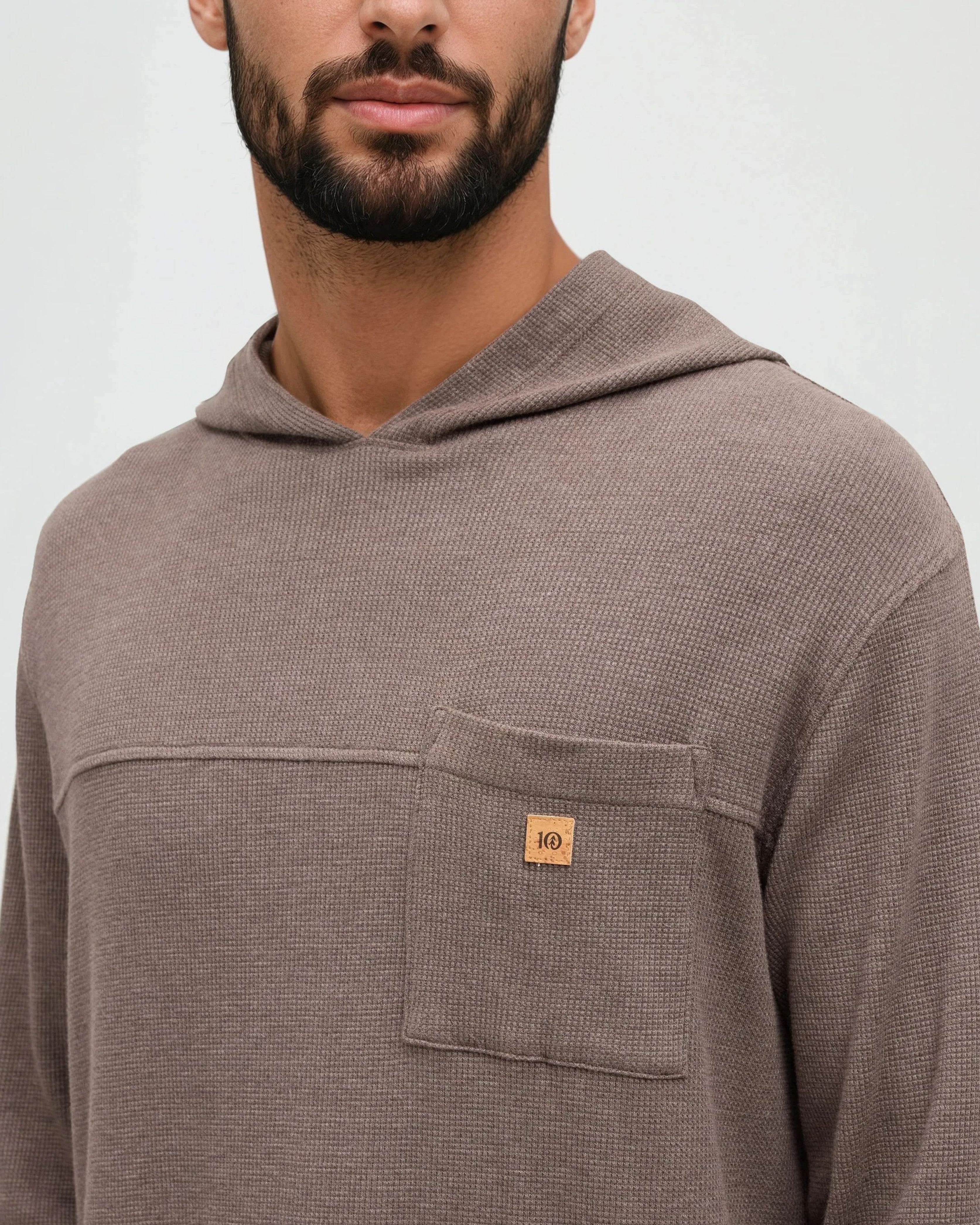 Tentree Thom Hooded Longsleeve Ashwood Heather - detail