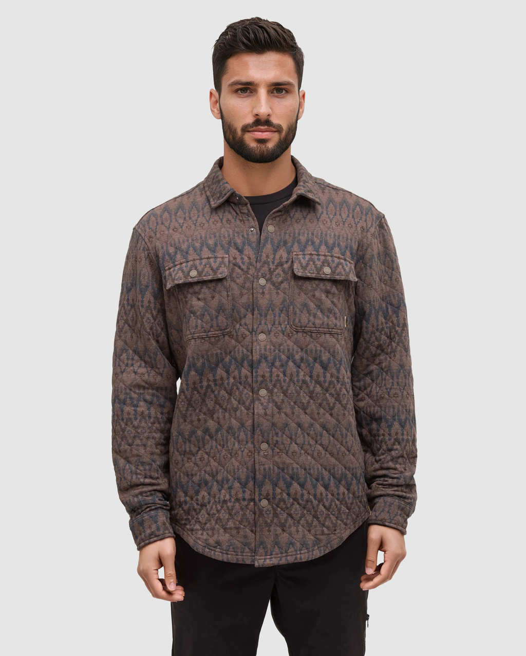 Tentree Quilted Colville Overshirt - ASHWOOD HEATHER PLATEAU PRINT