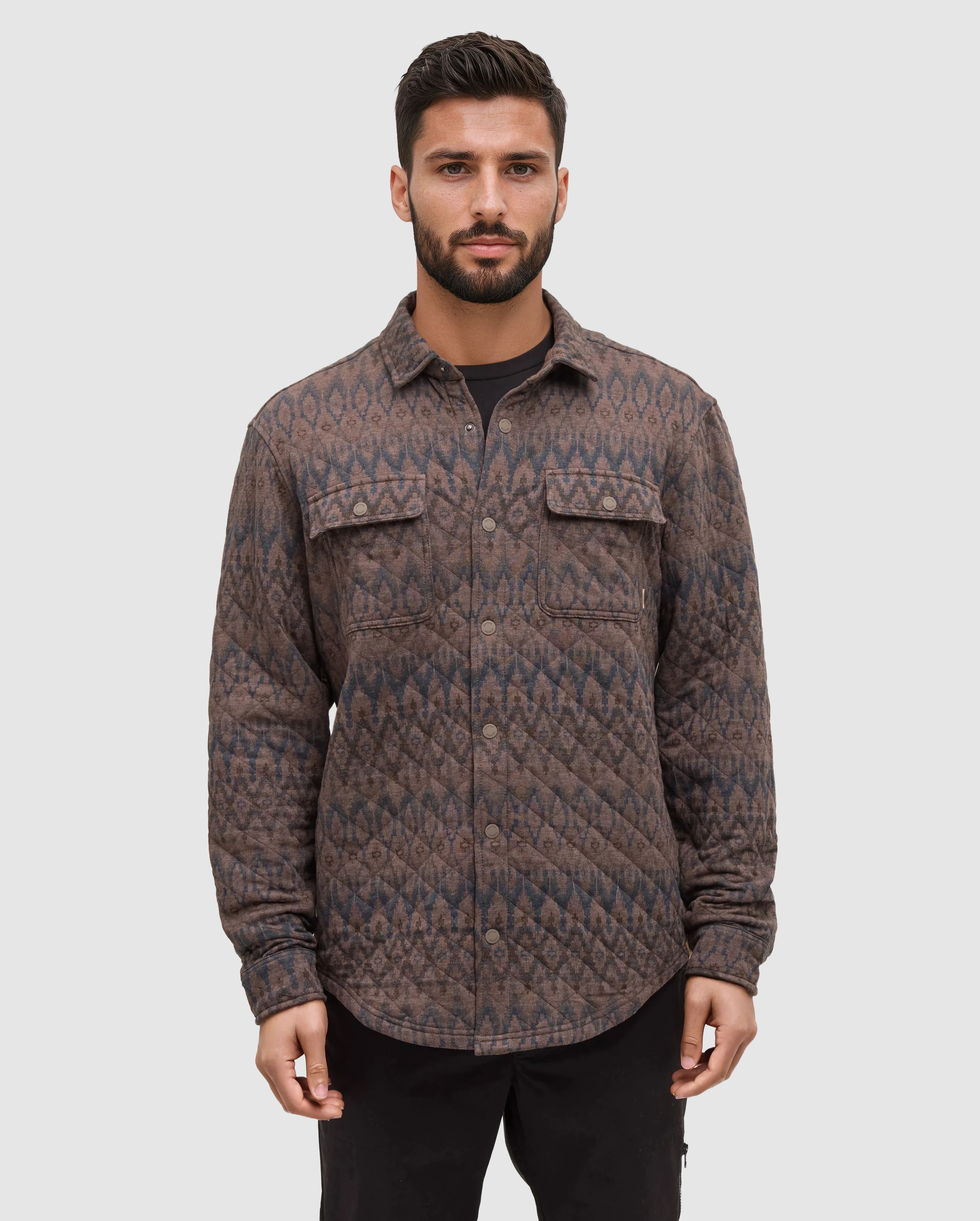 Tentree Quilted Colville Overshirt - ASHWOOD HEATHER PLATEAU PRINT