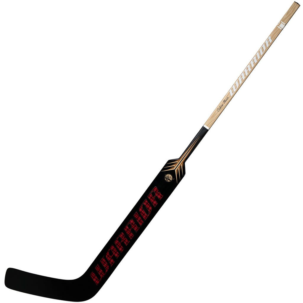 Warrior Intermediate Cabin Fever Goalie Stick - Tan/Black, angled view