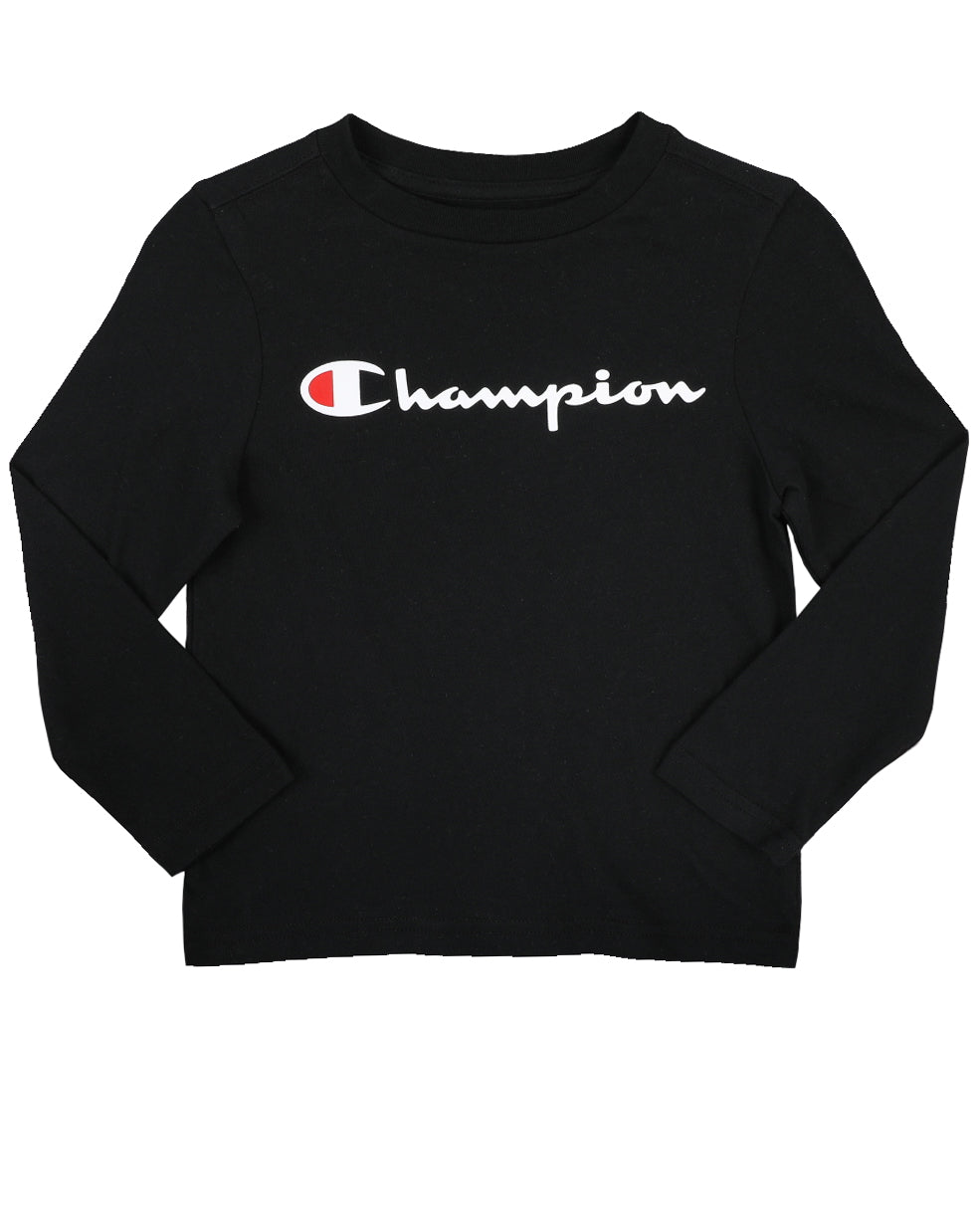 Champion Big Kids’ Script Logo Long-Sleeve T-Shirt