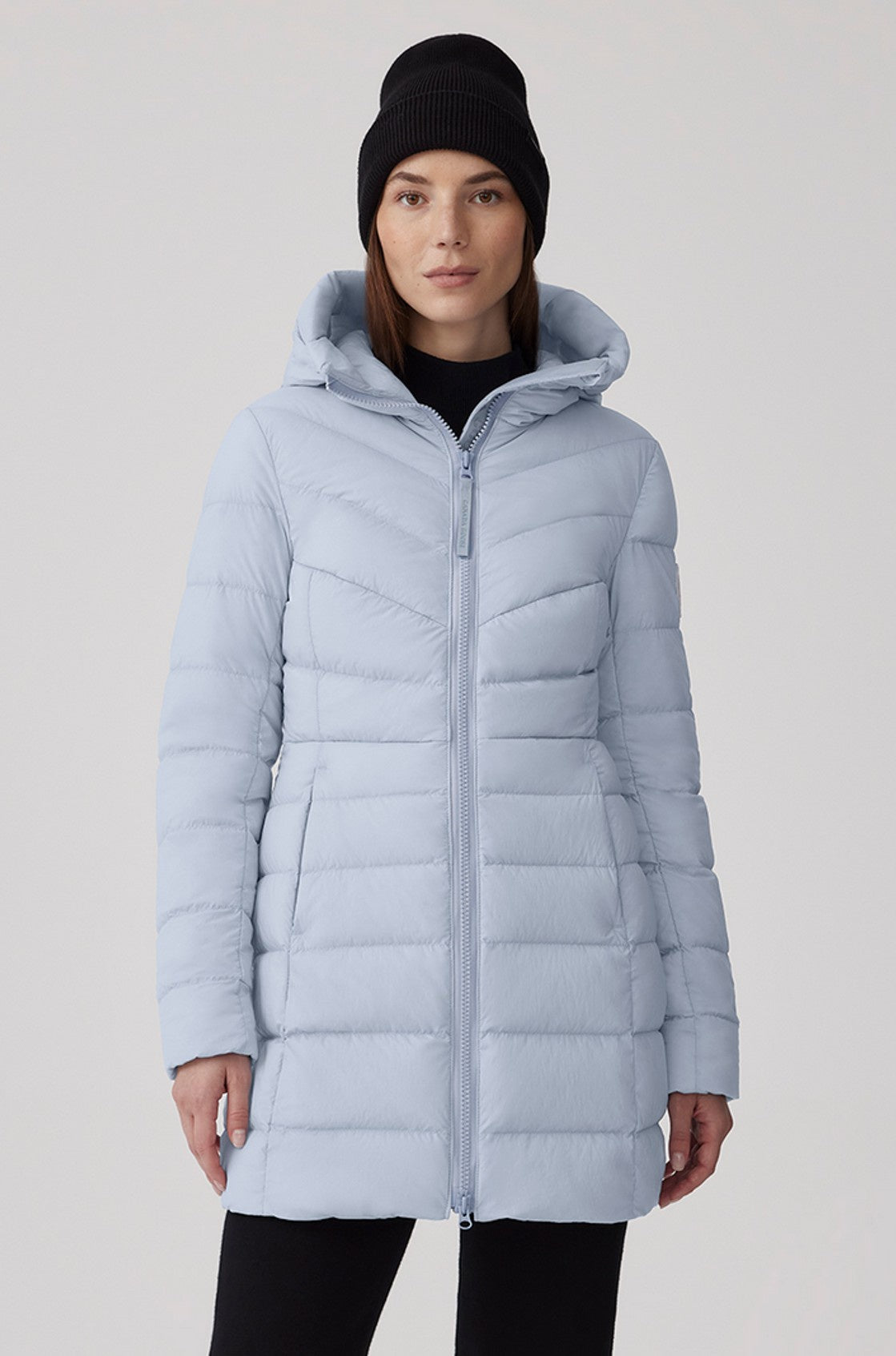 Canada Goose Clair Coat - Dawn Blue - front on model