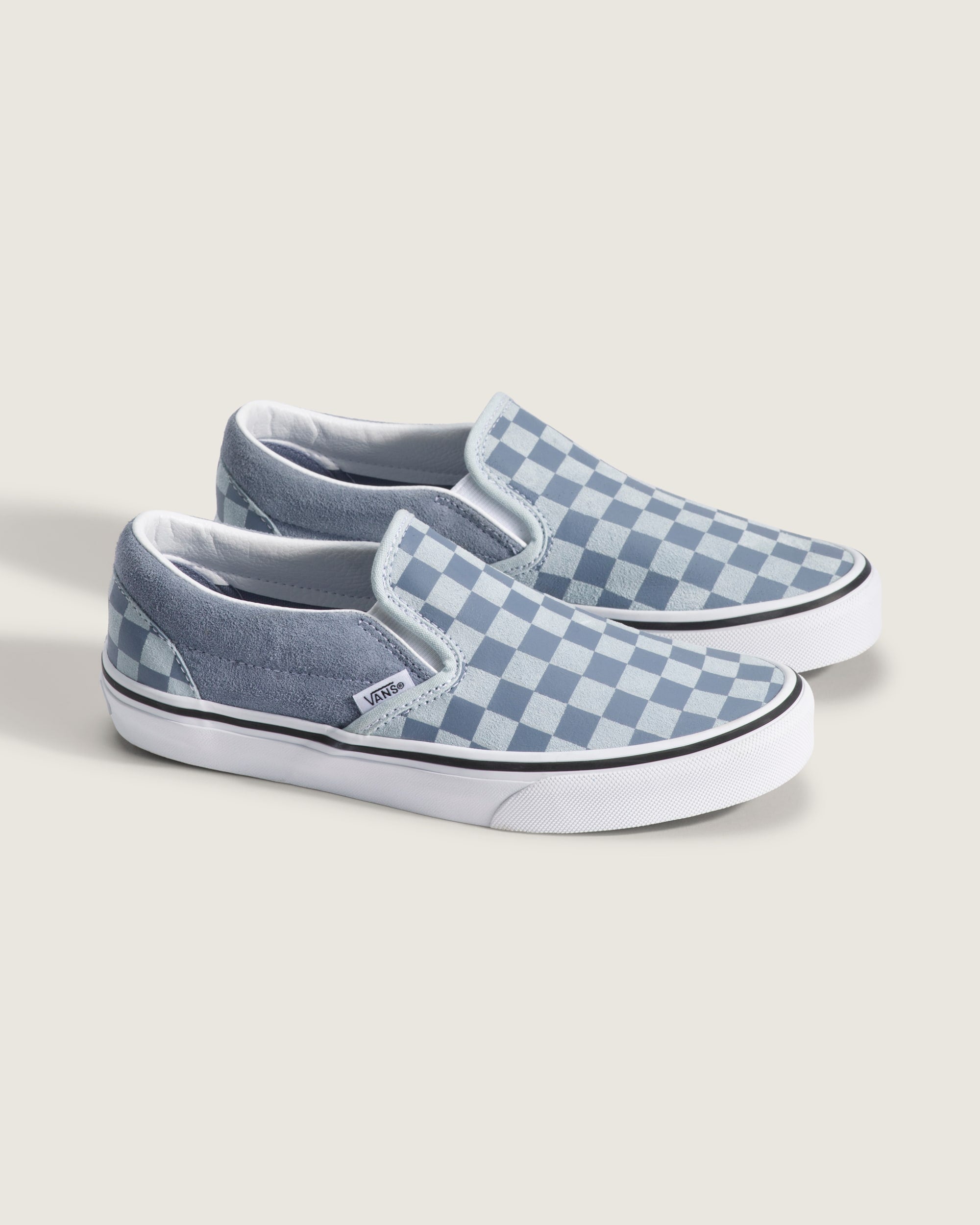 Vans Classic Slip-On Checkerboard Shoes - Checkerboard Light Blue side view