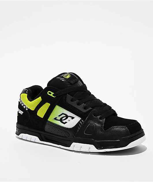 DC Youth Stag Skate Shoes - Black/White/Lime