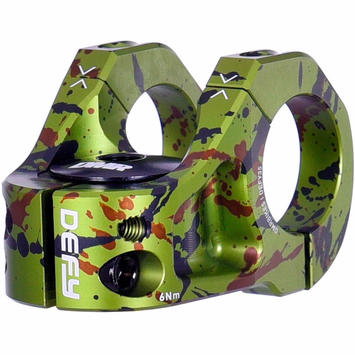 DMR Defy35 Stem - Green Camo, angled view