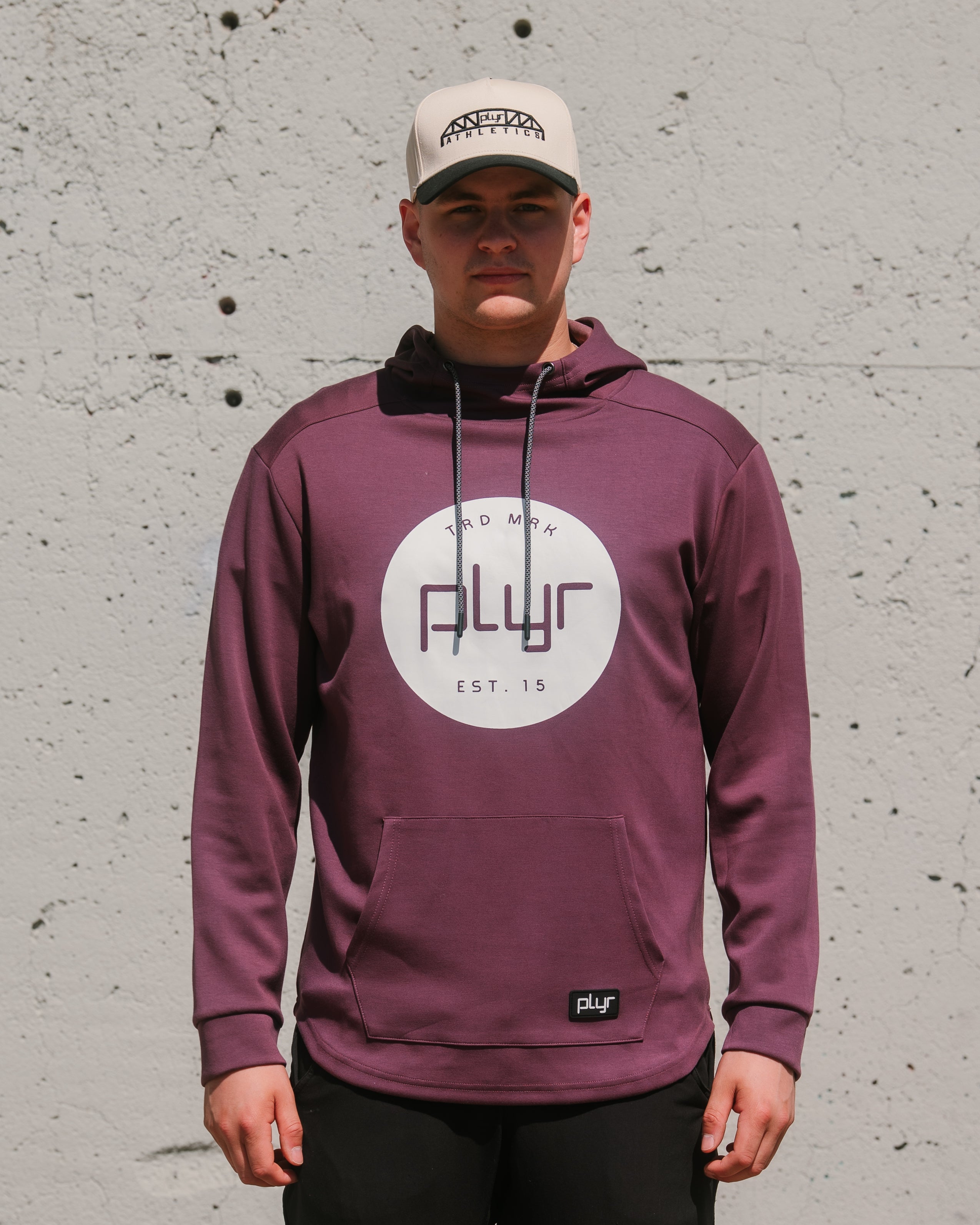 plyr Men's TRD MRK Hoodie Maroon - front