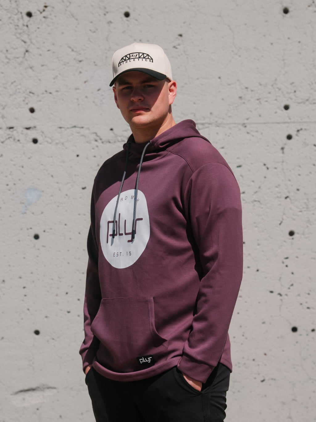 plyr Men's TRD MRK Hoodie Maroon - side