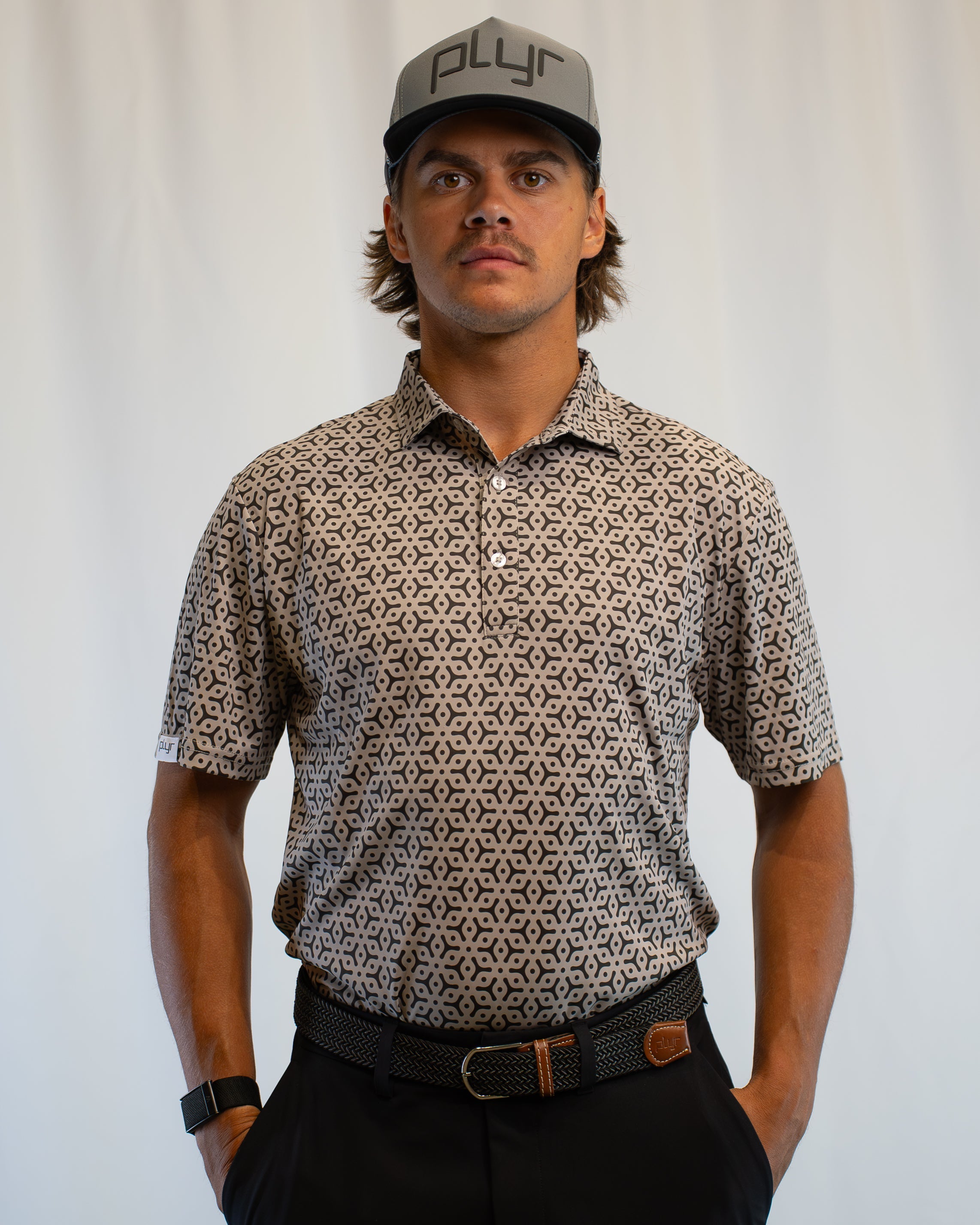 plyr Men's Axis Polo Grey/Black - front