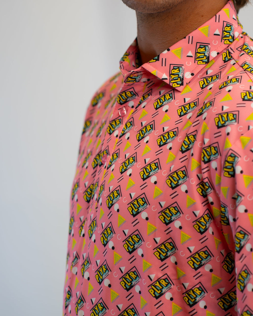 plyr Men's Backspin Polo Pink/Teal - detail