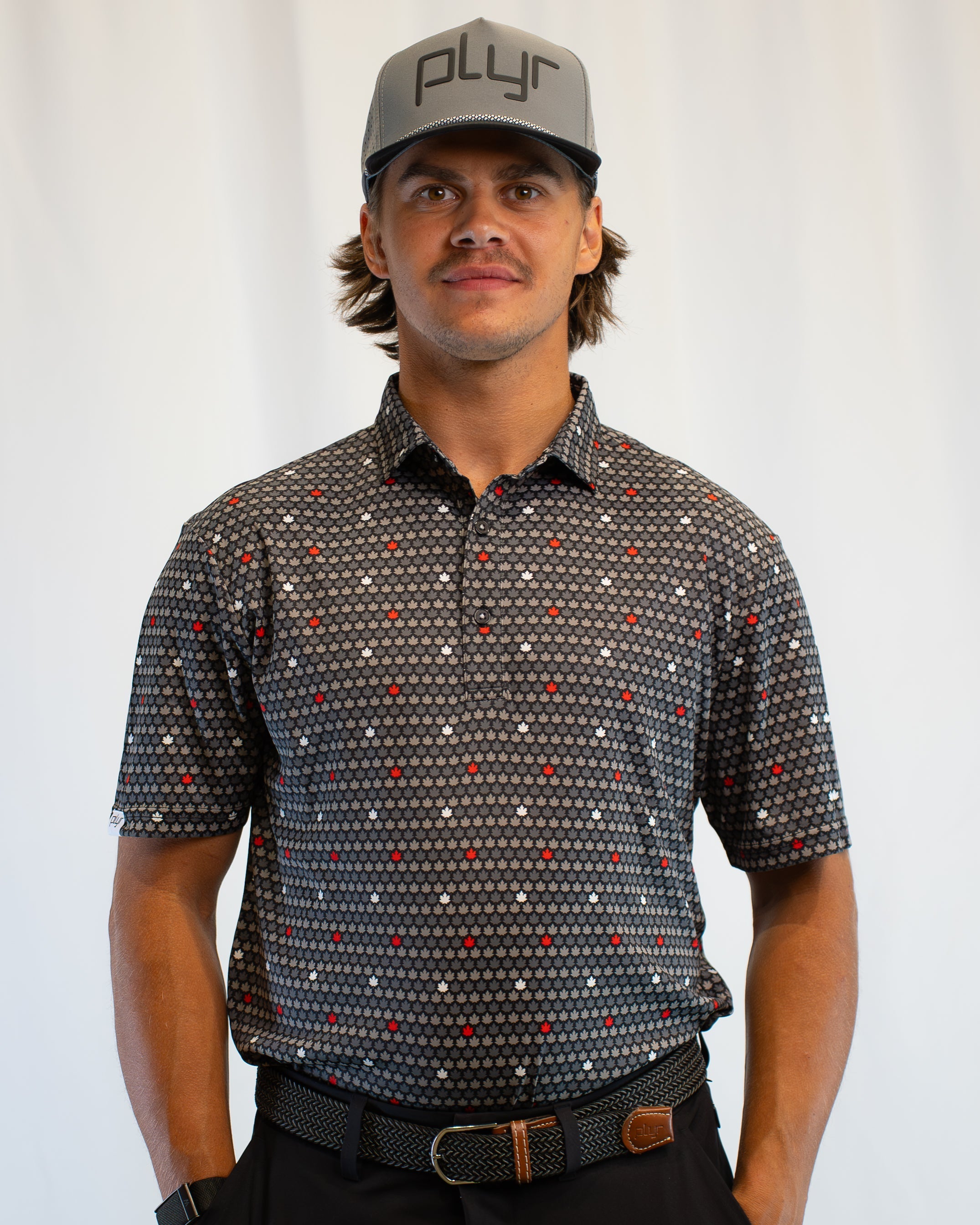 plyr Men's National Polo Black/Grey - front
