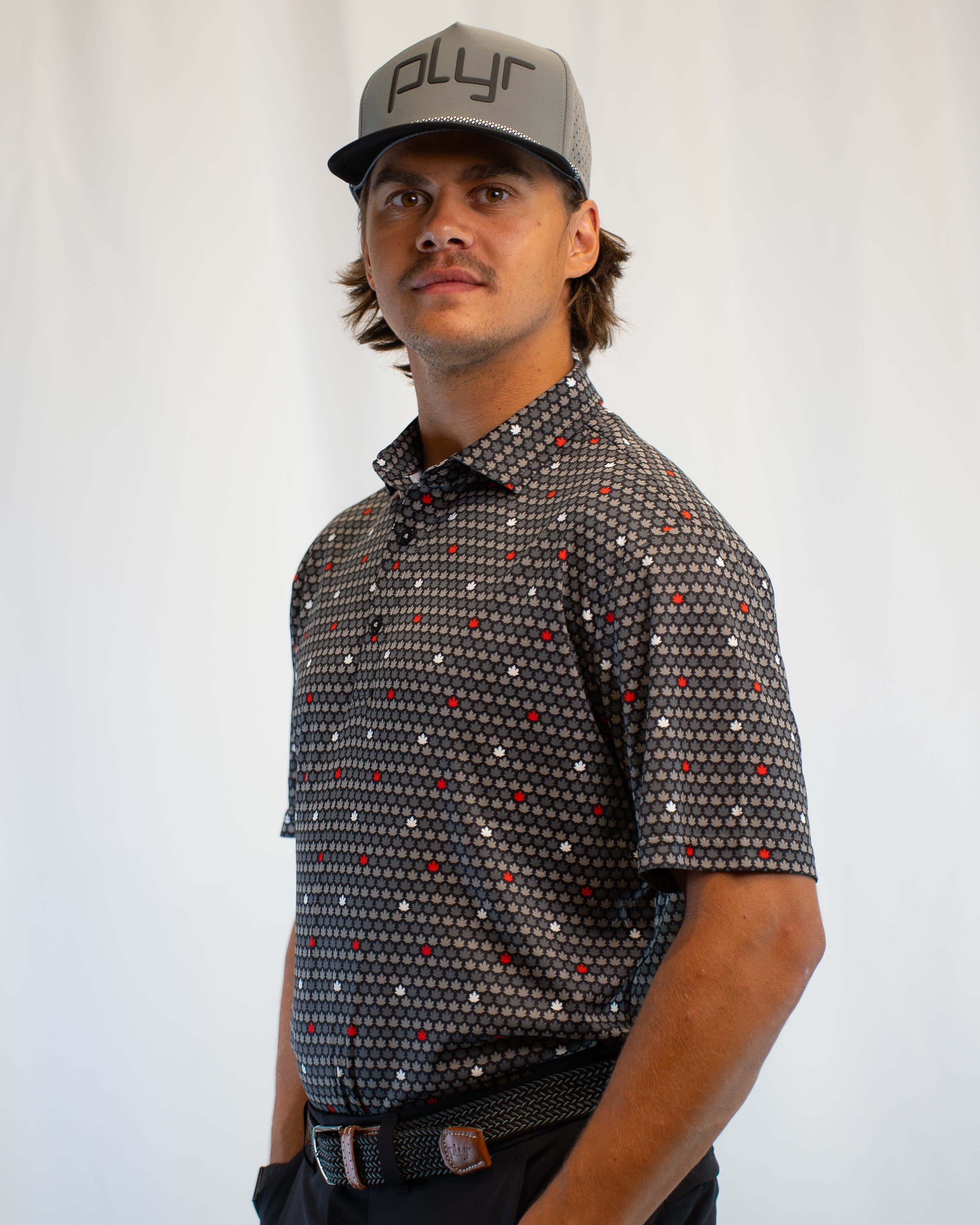 plyr Men's National Polo Black/Grey - side