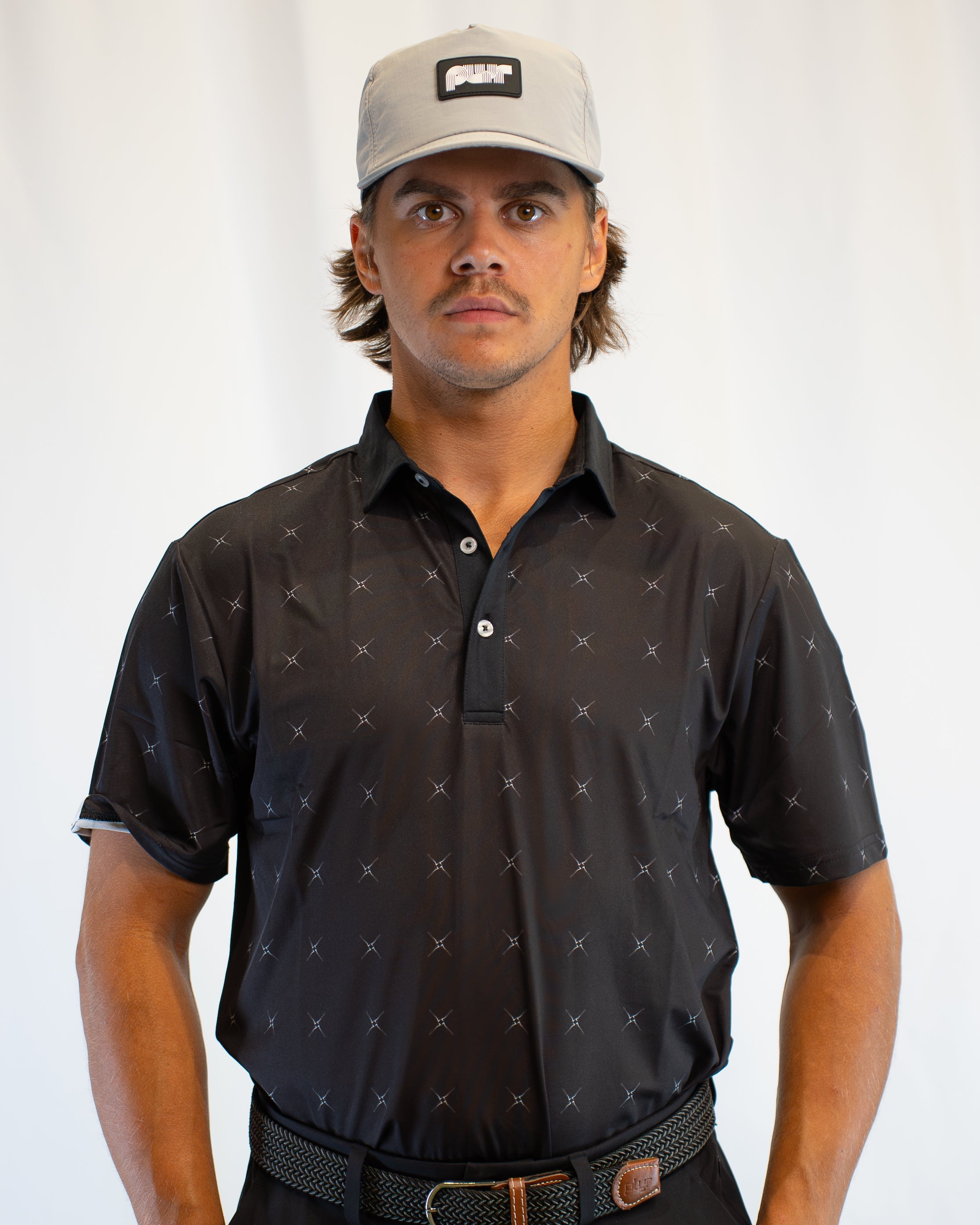 plyr Men's Teeclipse Polo Black/White - front