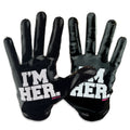 "I'm Her" Youth Bella Receiver Football Gloves - WHITE/BLACK