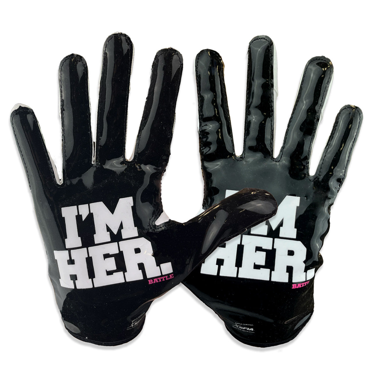 "I'm Her" Youth Bella Receiver Football Gloves - WHITE/BLACK