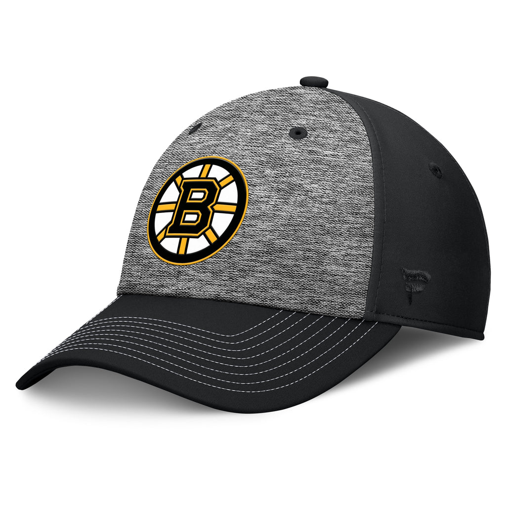 Boston Bruins Fanatics Fundamental Top Shelf 2-Tone Flex Hat Gray/Black - three-quarter view