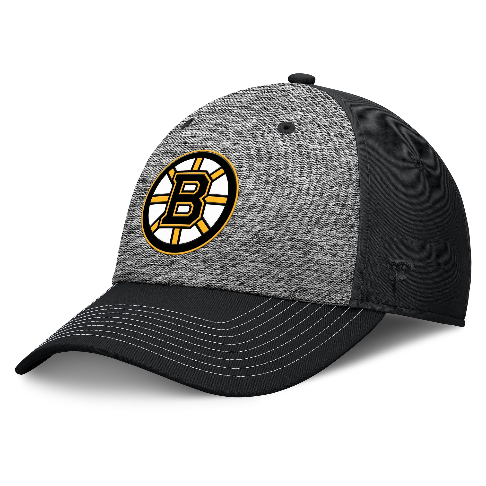 Boston Bruins Fanatics Fundamental Top Shelf 2-Tone Flex Hat Gray/Black - three-quarter view