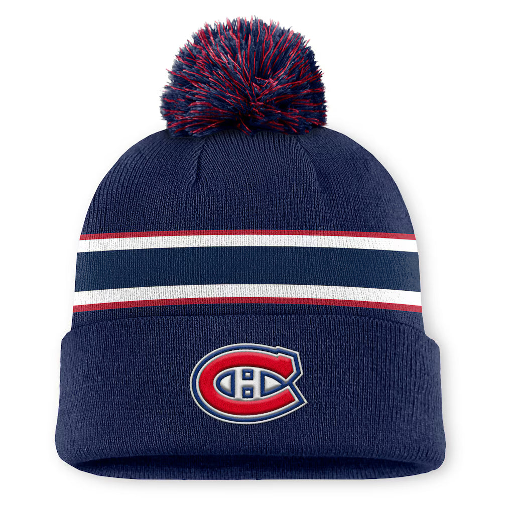 Fanatics Authentic Pro Rink 13 Cuffed Knit Beanie with Pom- Montreal Canadiens