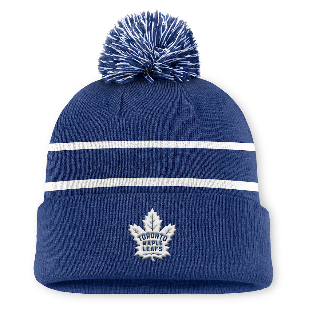 Fanatics Authentic Pro Rink 13 Cuffed Knit Beanie with Pom- Toronto Maple Leafs