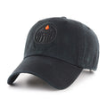'47 Brand Edmonton Oilers Clean Up Black on Black Logo Adjustable Hat