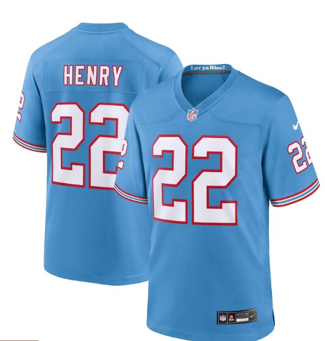 Derrick Henry Tennessee Titans Throwback Game Jersey- Light Blue