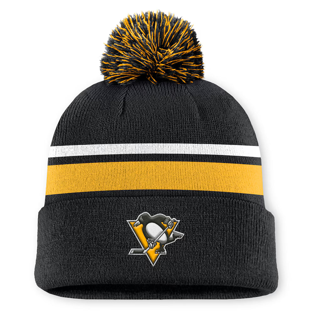 Fanatics Authentic Pro Rink 13 Cuffed Knit Beanie with Pom- Pittsburgh Penguins