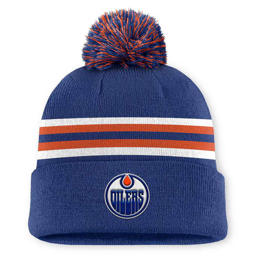 Fanatics Authentic Pro Rink 13 Cuffed Knit Beanie with Pom- Edmonton Oilers