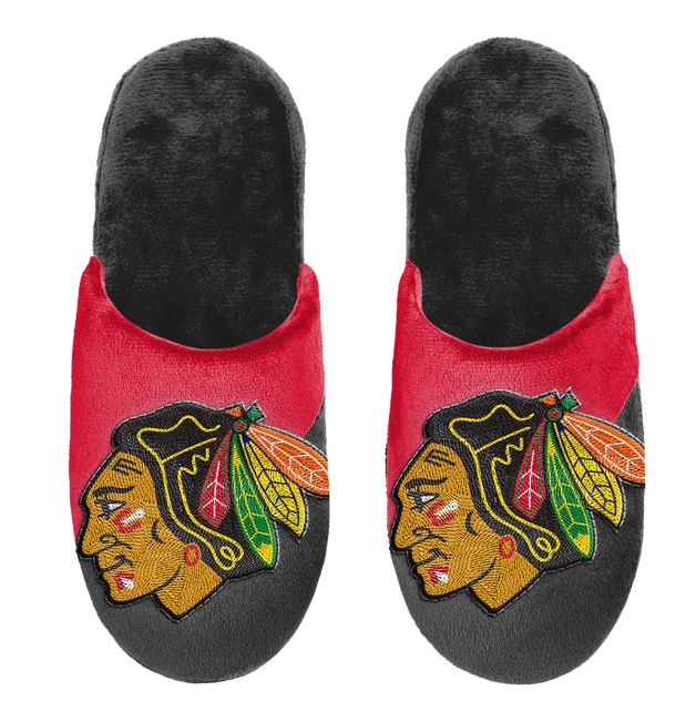 FOCO NHL Big Logo Adult Slippers- Chicago Blackhawks