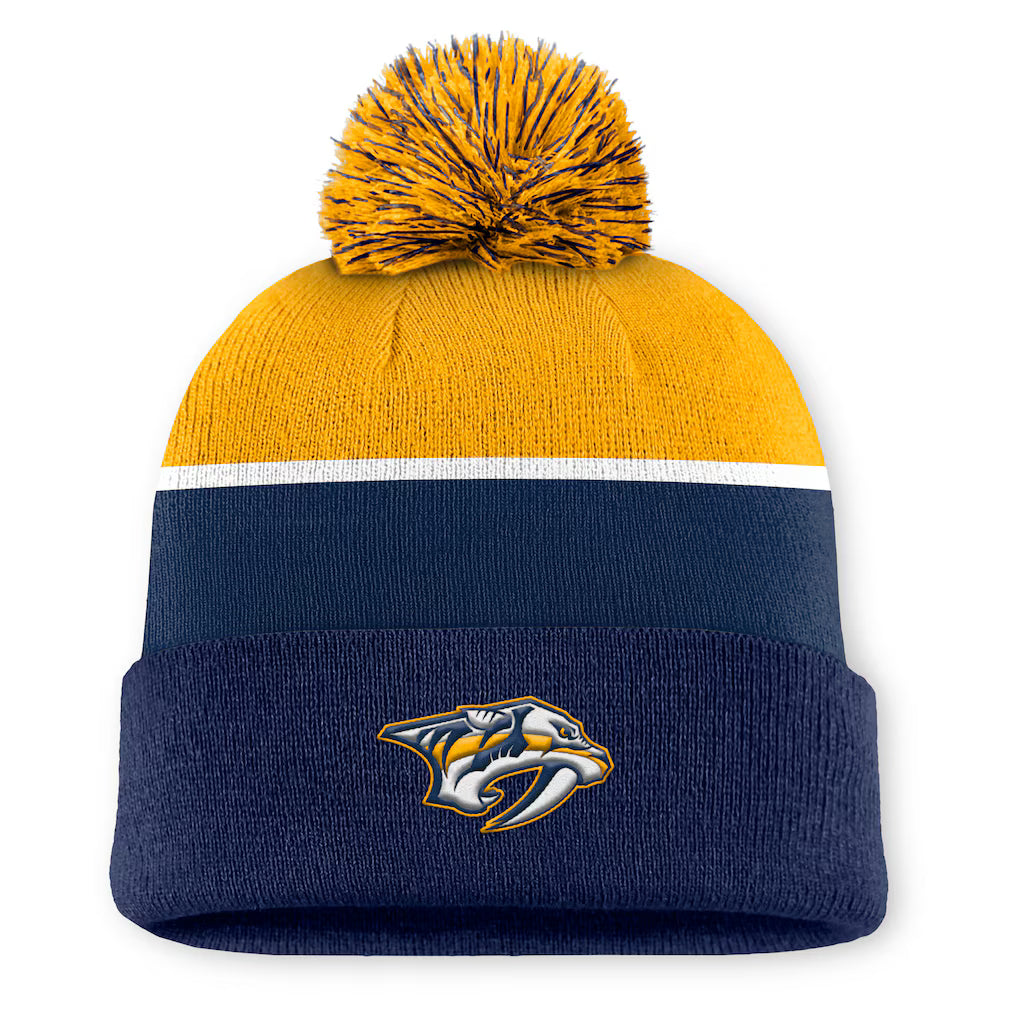 Fanatics Authentic Pro Rink 13 Cuffed Knit Beanie with Pom- Nashville Predators